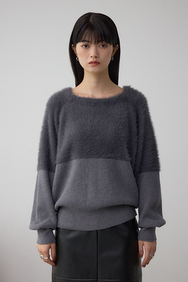 シャギー切替ドルマンニット 詳細画像