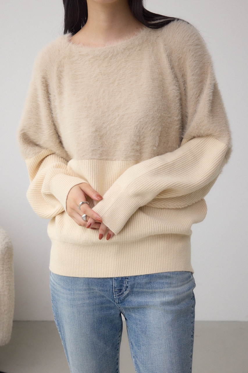 シャギー切替ドルマンニット