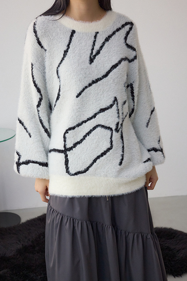 ニュアンス柄ニットトップス