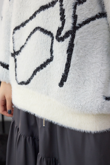 ニュアンス柄ニットトップス 詳細画像