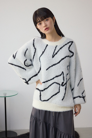 ニュアンス柄ニットトップス 詳細画像