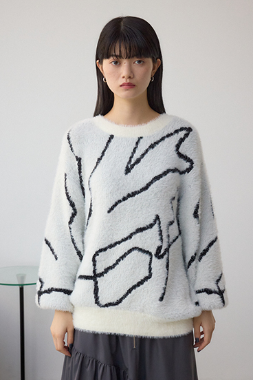 ニュアンス柄ニットトップス 詳細画像