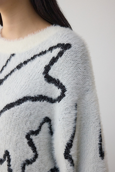 ニュアンス柄ニットトップス 詳細画像