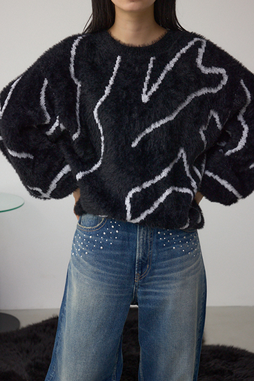 ニュアンス柄ニットトップス