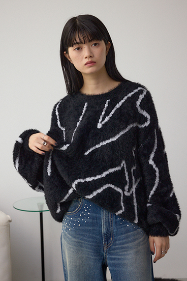 ニュアンス柄ニットトップス 詳細画像