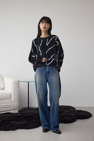 ニュアンス柄ニットトップス 詳細画像