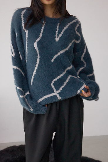 ニュアンス柄ニットトップス