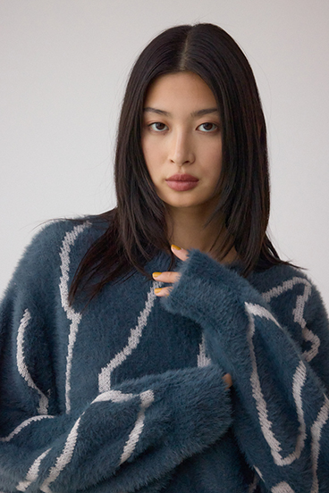 ニュアンス柄ニットトップス