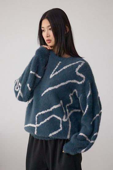 ニュアンス柄ニットトップス 詳細画像