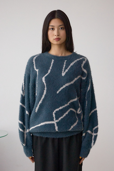 ニュアンス柄ニットトップス 詳細画像