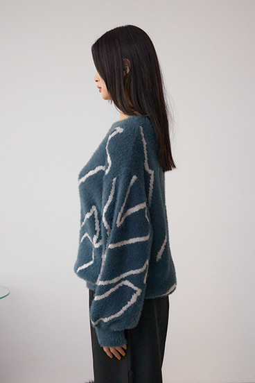 ニュアンス柄ニットトップス 詳細画像