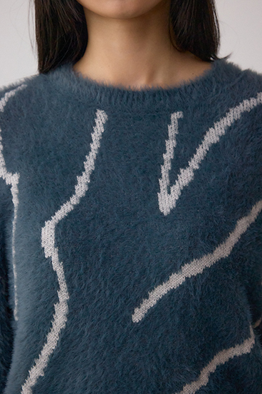 ニュアンス柄ニットトップス 詳細画像