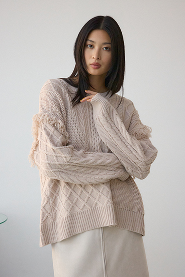 スイッチングフリンジニット 詳細画像