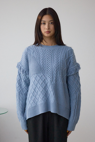 スイッチングフリンジニット 詳細画像