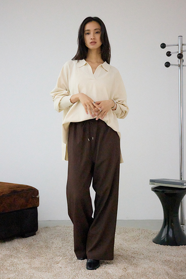 ポロカラーフォルムニットプルオーバー 詳細画像