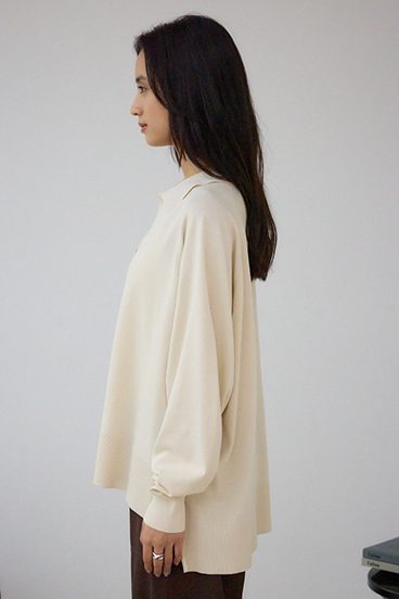 ポロカラーフォルムニットプルオーバー 詳細画像