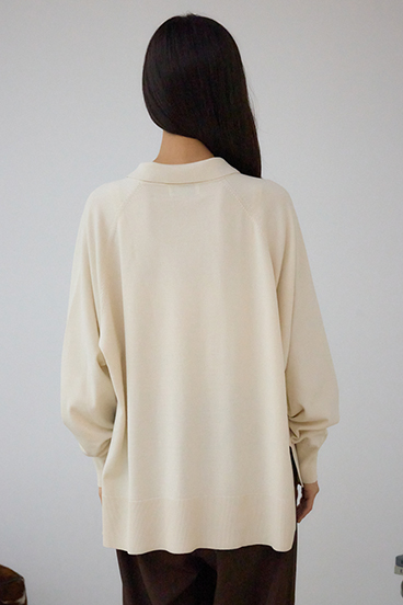 ポロカラーフォルムニットプルオーバー 詳細画像