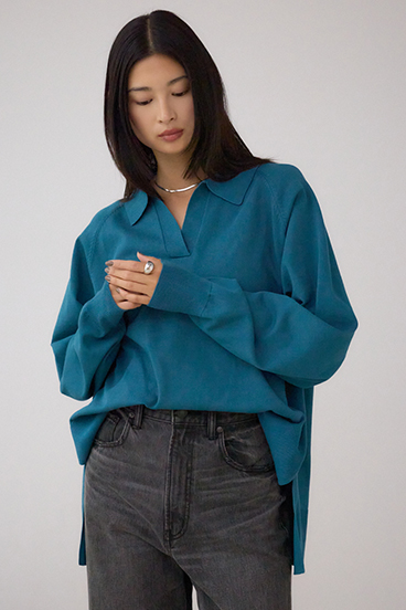 ポロカラーフォルムニットプルオーバー 詳細画像