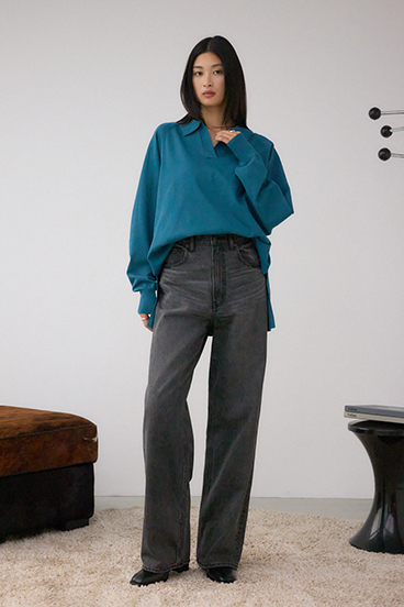 ポロカラーフォルムニットプルオーバー 詳細画像