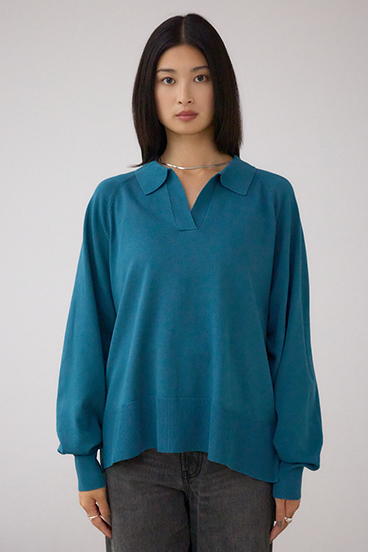 ポロカラーフォルムニットプルオーバー 詳細画像