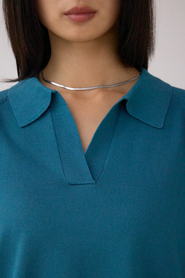 ポロカラーフォルムニットプルオーバー 詳細画像