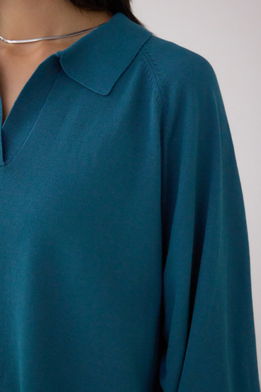 ポロカラーフォルムニットプルオーバー 詳細画像