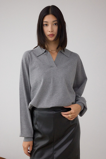 ポロカラーフォルムニットプルオーバー 詳細画像