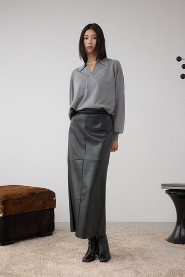 ポロカラーフォルムニットプルオーバー 詳細画像