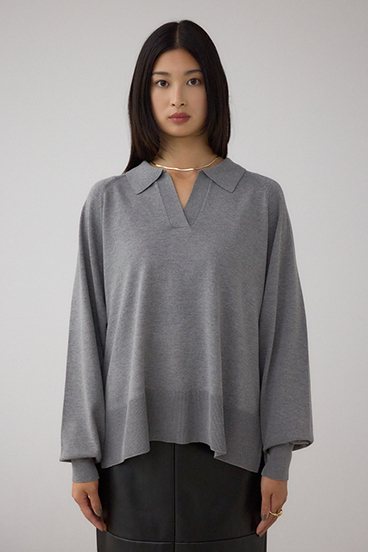 ポロカラーフォルムニットプルオーバー 詳細画像