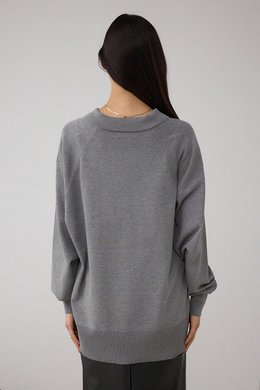 ポロカラーフォルムニットプルオーバー 詳細画像