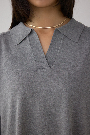 ポロカラーフォルムニットプルオーバー 詳細画像