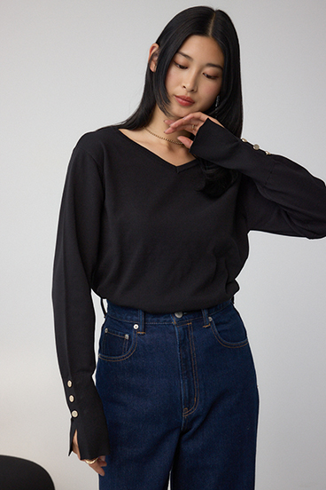 格上げ 2WAYボタンデザインニット 詳細画像