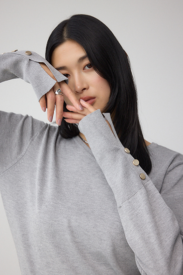 格上げ 2WAYボタンデザインニット 詳細画像