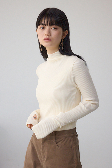 サムホールリブニットトップス 詳細画像