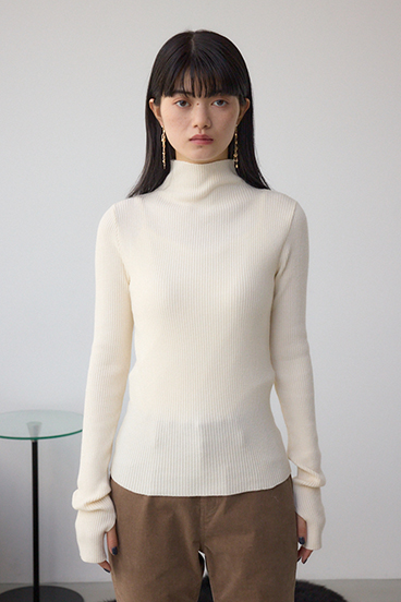 サムホールリブニットトップス 詳細画像