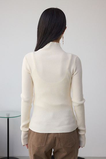 サムホールリブニットトップス 詳細画像