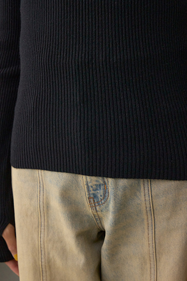 サムホールリブニットトップス 詳細画像