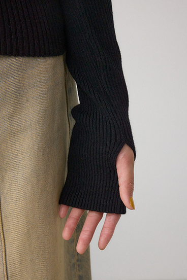 サムホールリブニットトップス 詳細画像