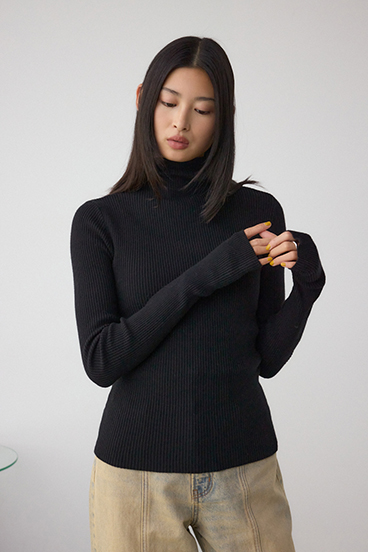 サムホールリブニットトップス 詳細画像