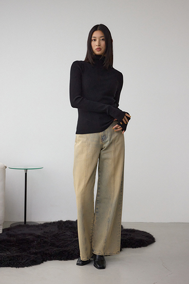 サムホールリブニットトップス 詳細画像