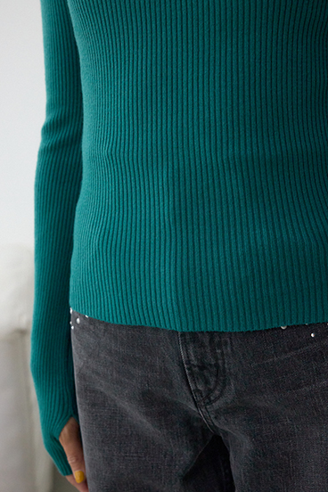サムホールリブニットトップス 詳細画像