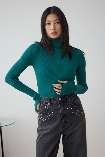 サムホールリブニットトップス 詳細画像