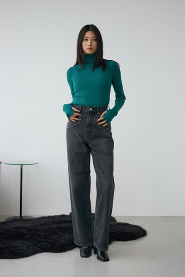 サムホールリブニットトップス 詳細画像