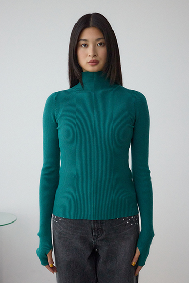 サムホールリブニットトップス 詳細画像