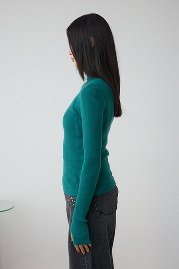 サムホールリブニットトップス 詳細画像