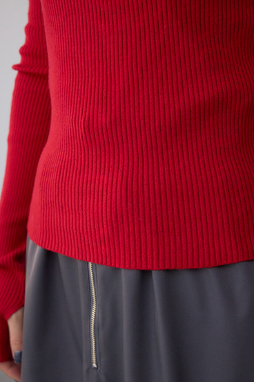 サムホールリブニットトップス 詳細画像