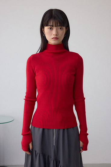 サムホールリブニットトップス 詳細画像