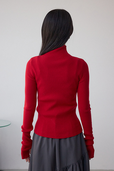 サムホールリブニットトップス 詳細画像