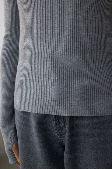 サムホールリブニットトップス 詳細画像