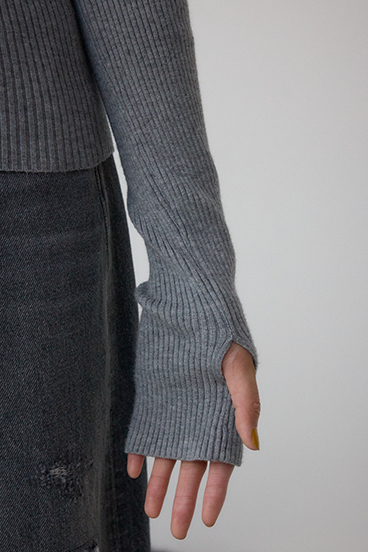 サムホールリブニットトップス 詳細画像